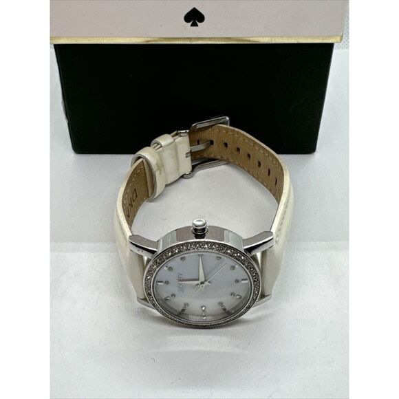 DNKY NY-8015 Women's White Leather Analog Dial Quartz Genuine Wrist Watch JNA175 - Picture 6 of 11